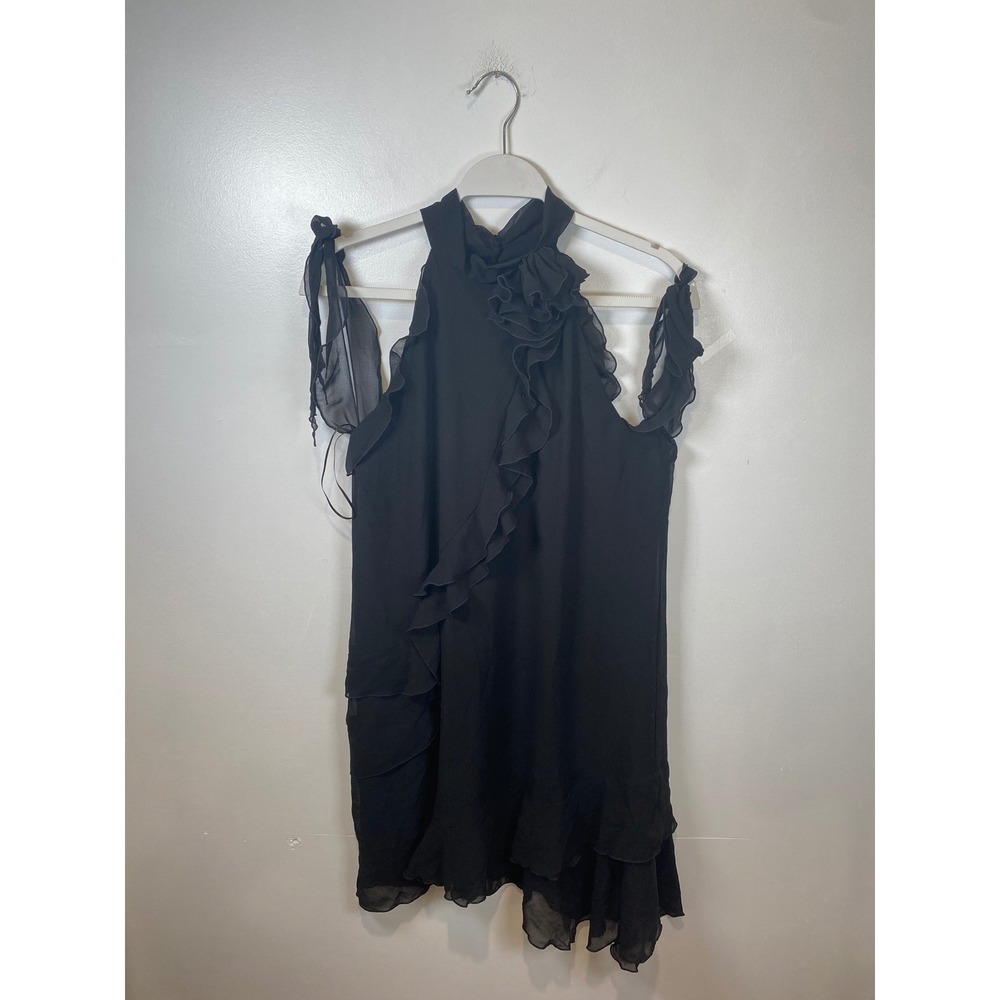 Rita Ora Primark Ruffle Halter Top Sleeveless Party Blouse Black Size 10